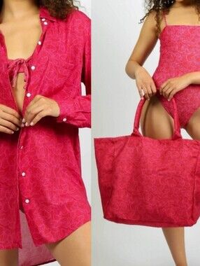 Nirvanic Swim Ibiza Shirt - Guava Bloom Medium/Large & Tote Bag NWT